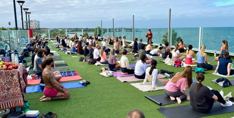 St Kilda rooftop yoga and meditation autumn wellness